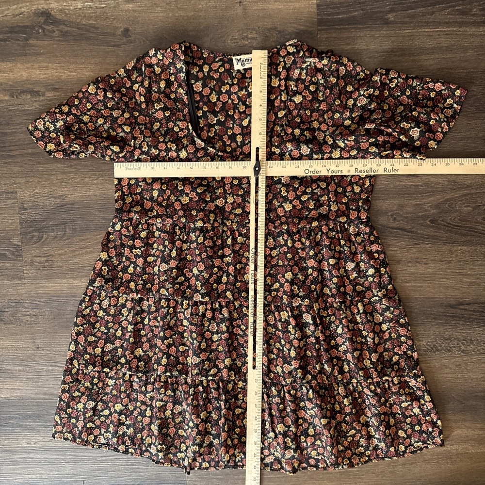 Show Me Your Mumu Valley Mini Dress Black Floral Size M Festival Y2K Sheer Boho - Picture 9 of 12